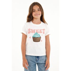 Camiseta crudo estampada para niña