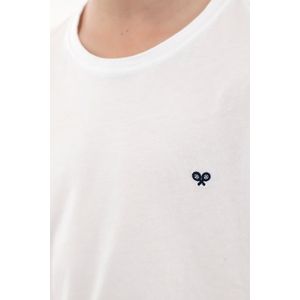 Camiseta blanca cuello redondo con raqueta bordada para niño