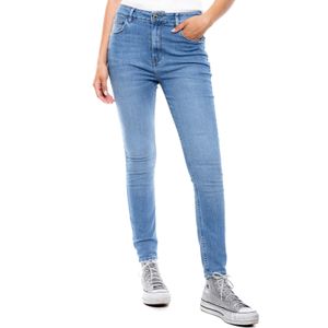 High Waist Skinny Fit Jeans Tono Medio