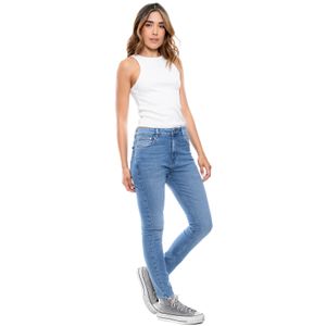 High Waist Skinny Fit Jeans Tono Medio