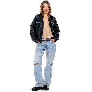 Chaqueta En Sintetico Con Cremallera Y Bolsillos
