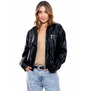 Chaqueta En Sintetico Con Cremallera Y Bolsillos