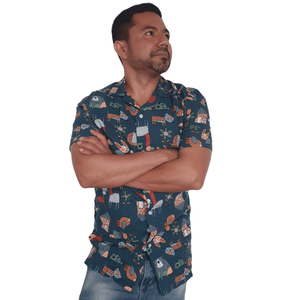 Camisa para Hombre GO Bzr en Chalis Animals con Manga Corta