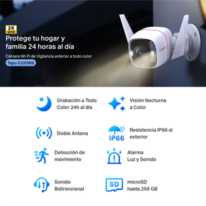 Cámara IP Wifi Exterior 2K Tp-link Tapo C320WS, Night Color