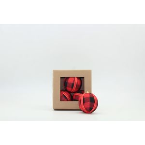 SET X 4 BOLAS 8CM CUADROS ROJO/NEGRO