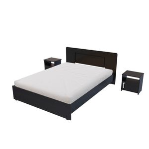 Combo Cama Doble (140 cm) + 2 Mesas de Noche Praga