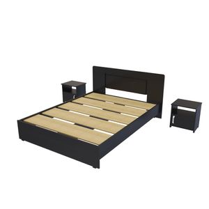 Combo Cama Doble (140 cm) + 2 Mesas de Noche Praga