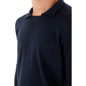 Buzo tipo polo tejido azul para hombre