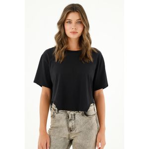 Camiseta básica negra en 100% algodón para mujer