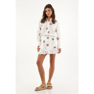 Camisa manga larga con estampado de soles para mujer