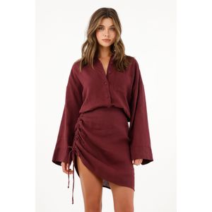 Falda con ruedo asimétrico roja para mujer