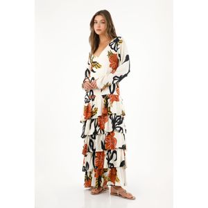 Vestido largo estampado con boleros para mujer
