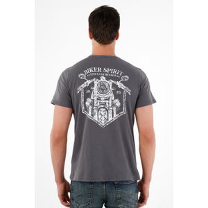 Camiseta gris estampada en posterior para hombre