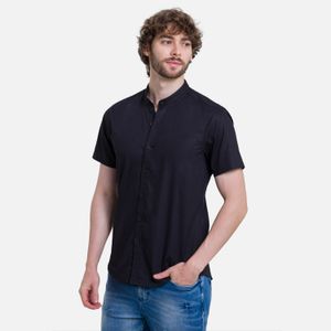 Camisa Manga Corta Color Negro Para Hombre