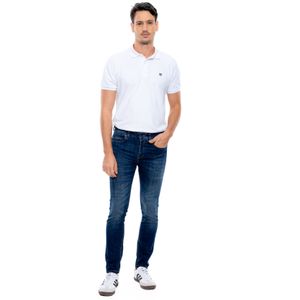 Slim Fit Jeans Tono Oscuro Con Botonadura Interna