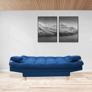 Sofacama semidoble 185x95cm tela tipo lino 3 posiciones Azul