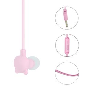 Manos Libres Auriculares Con Diseño Oso de Chupa Entrada 3.5 Rosa