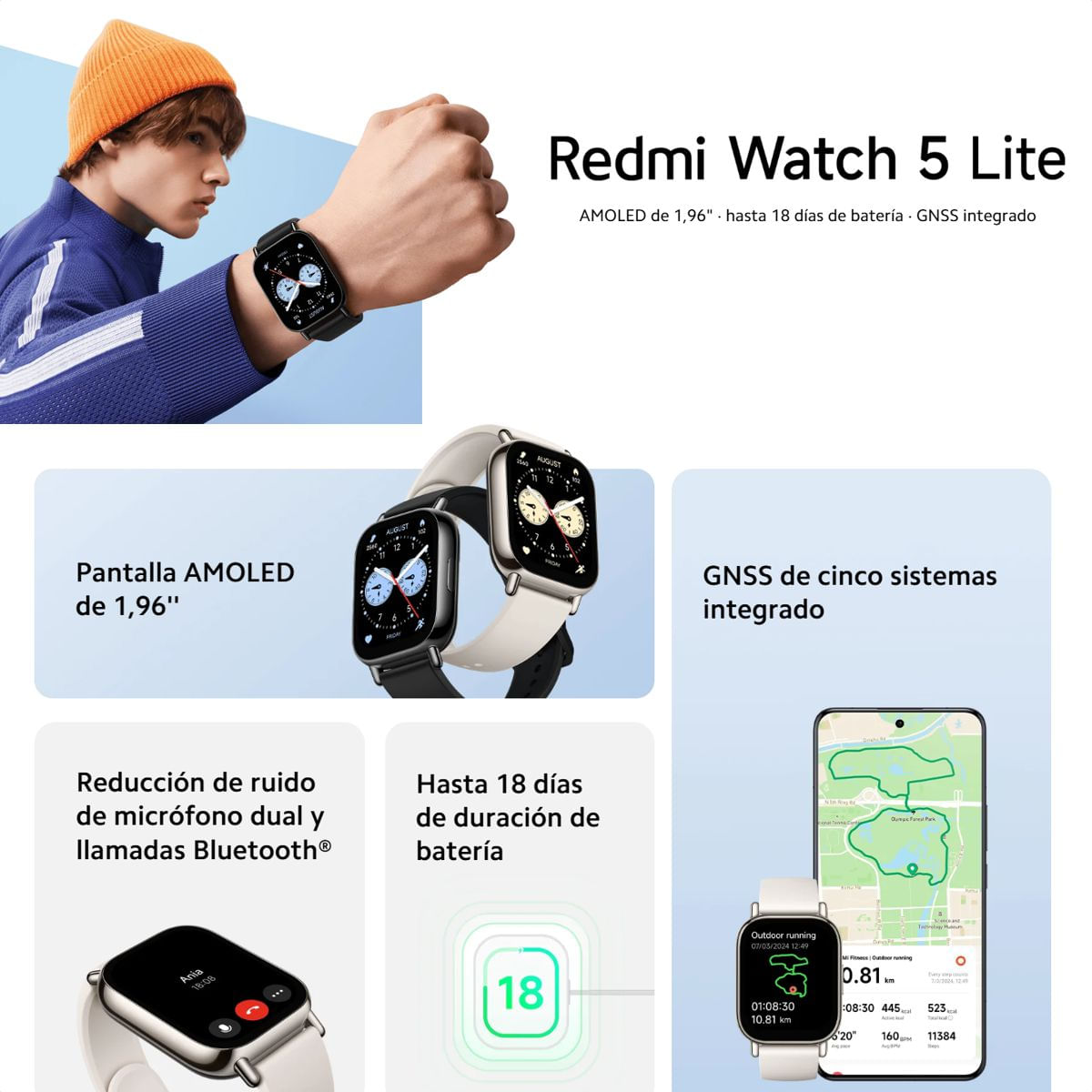 Xiaomi Redmi Watch 5 Lite, Pulsera Smart Gps Llamada Bt, Gld - Agaval marca colombiana multiformato