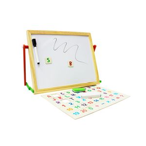 Tablero Acrilico en Madera con Fichas Magneticas de Numeros y Letras, Borrador y Marcador Borrable 93-1219