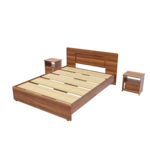 Combo Cama Doble (140 cm) + 2 Mesas de Noche Praga
