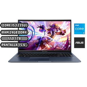 Computador Portátil Asus Vivobook 15 Intel Core I5 1235U 16 Pulgadas 1 TB SSD 24 GB RAM FHD Quiet Blue Color X1504ZA