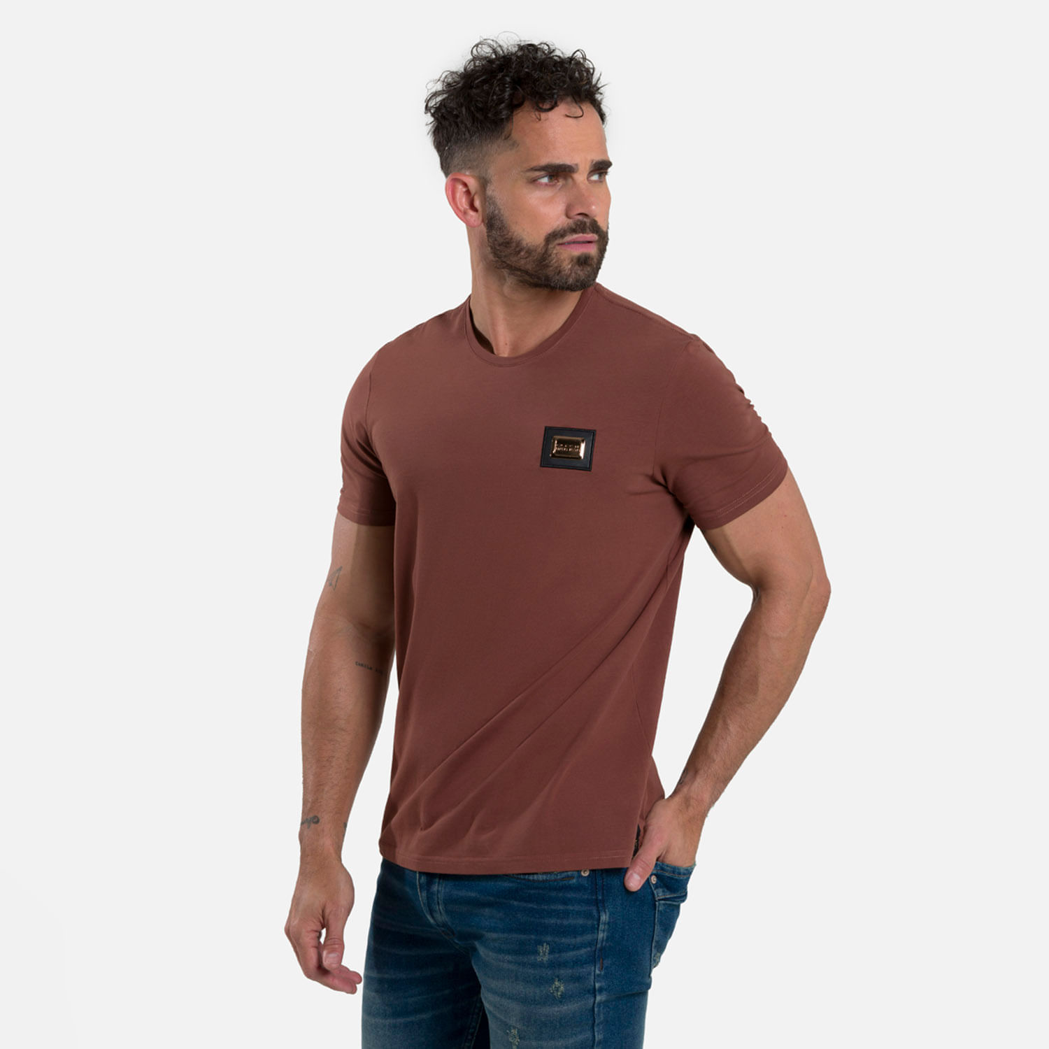 Camiseta Premium Manga Corta Color Brunette Para Hombre - Agaval