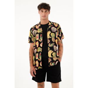 Camisa tipo bowling estampada para hombre