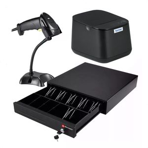Combo Pos Cajón + Impresora 58mm + Lector Barcode + Soporte