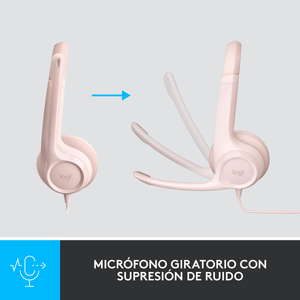 Diadema Usb Logitech H390 Mic Sin Ruido Y Controles Rosado
