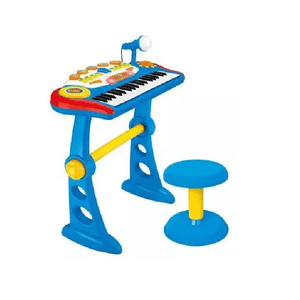 Piano Teclado Mp3 Para Niños Con Silla Azul