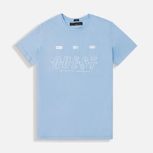 Camiseta Estampado Localizado Color Azul Chambray Para Hombre