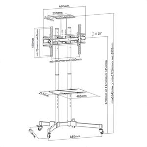 Soporte TV Móvil Ruedas 32 A 70  50kg Techgo SPR-6402