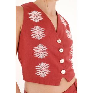 Chaleco tipo sastre rojo para mujer