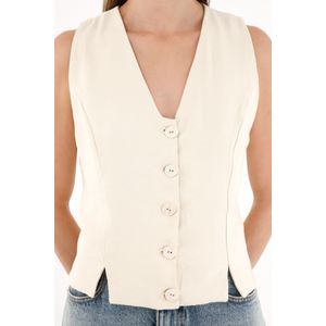 Chaleco crudo de tela fluida para mujer