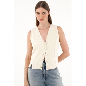 Chaleco crudo de tela fluida para mujer