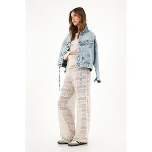 Buzo crudo con diseño tipo croché para mujer