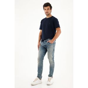 Jean Skinny tiro medio con pigmento blanco para hombre