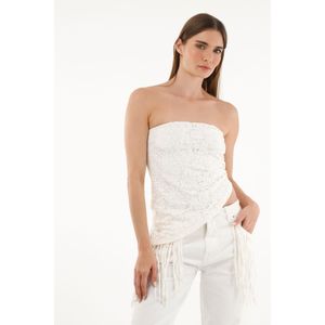 Camisa strapless tipo encaje para mujer