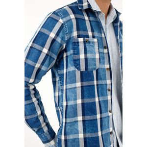 Camisa azul tipo leñadora para hombre