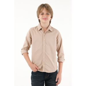 Camisa café manga larga para niño