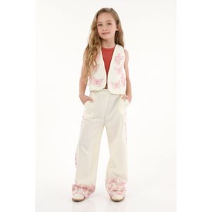 Chaleco con estampado de mariposas crudo para niña