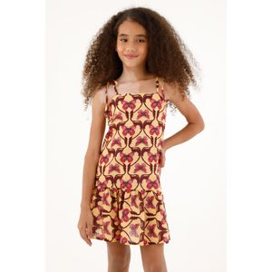 Vestido estampado con bolero en ruedo para niña