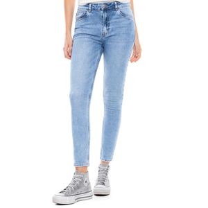 High Waist Skinny Fit Jeans Tono Medio