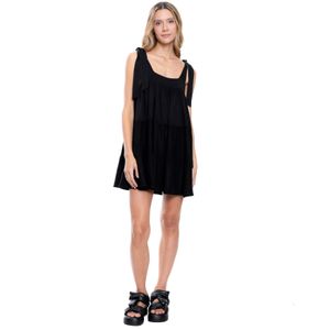 Vestido Corto Anudado En Hombros Y Escote Cuadrado