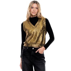 Chaleco Cuello En V Efecto Foil
