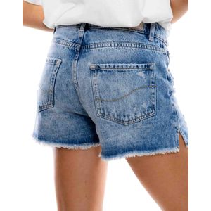 Shorts High Waist Con Ruedo Al Corte