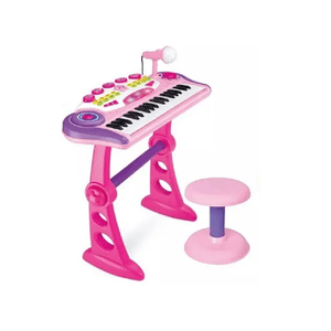Piano Teclado Mp3 Para Niños Con Silla Rosado B0-33-3 Rosado