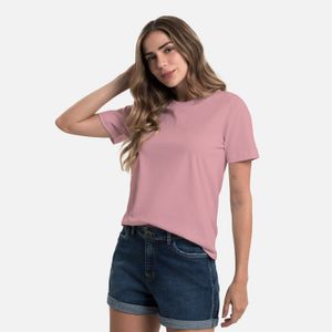Camiseta Manga Corta Color Palo De Rosa Para Mujer
