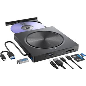 External CD/DVD Drive for Laptop,8 in 1 DVD Player for Laptop,USB 3.0 Portable DVD Reader Writer ROM Drive,CD Burner External Disk Drive Compatible