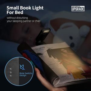 EGWASER Luz recargable para leer en la cama, luz LED de lectura portátil de larga duración con clip con 3 colores ámbar para leer para los amantes de